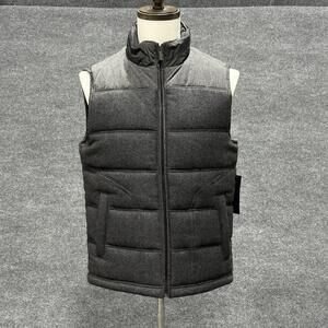 APT. 9 Puffer Vest Mens Small Charcoal Gray Mixed Media Wool Blend MA53Z001RR
